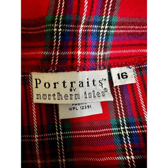 Vintage 90s Red Tartan Plaid Jumper Dress by Portraits Northern Isles Women’s 16 - Picture 6 of 9